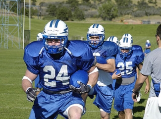 football players at practice
