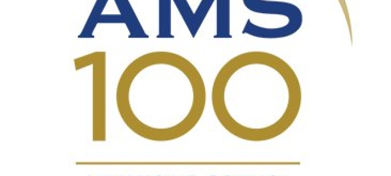 AMS logo in blue letters and gold numbers