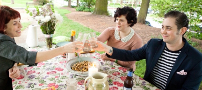 three people at a picnic, photo 