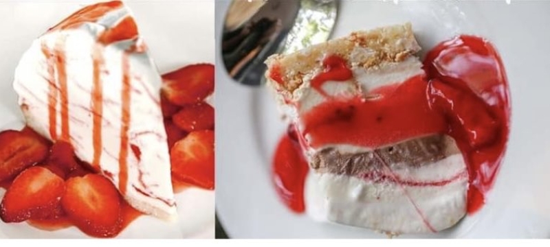 two photos of pie