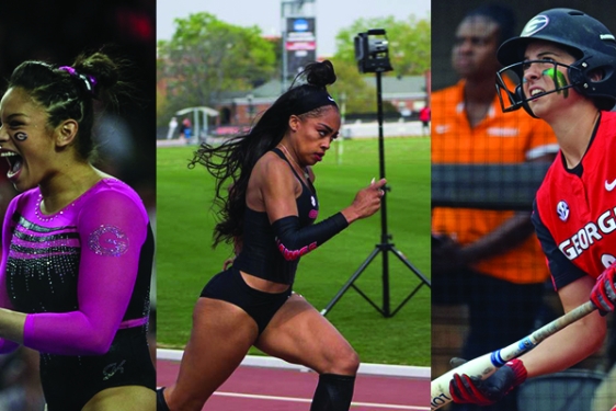 collage of three photos of women athletes