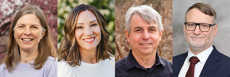 Horizontal composite of four head shot photographs