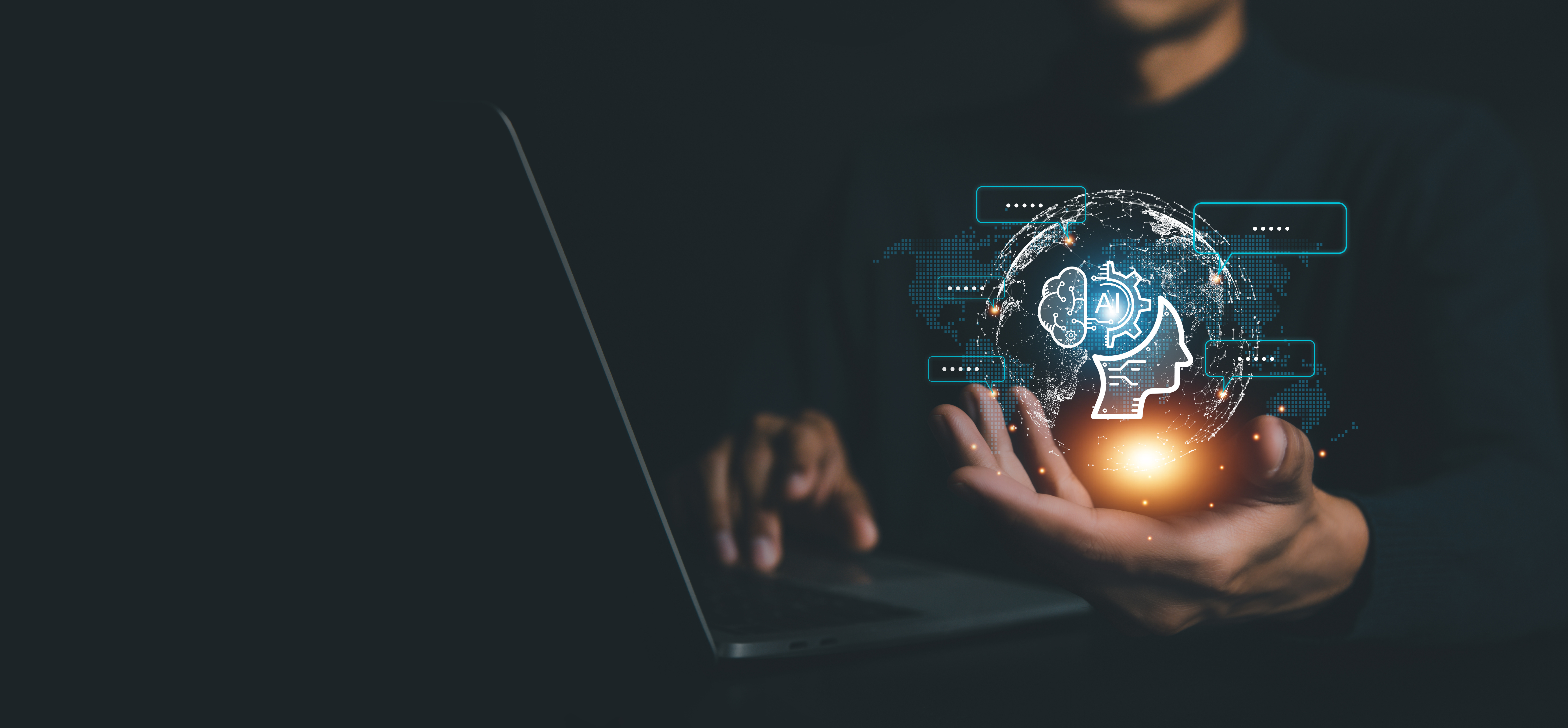 hand holding glowing globe