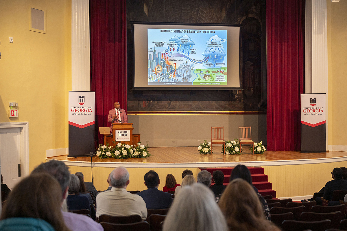 Marshall Shepherd delivers Charter Lecture at UGA.
