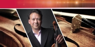 photo of man with violin, violin closeup