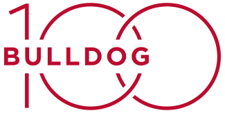 Logo with red bulldog 100