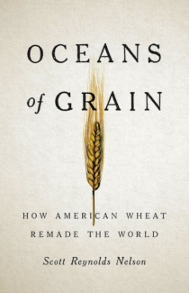 book cover graphic with text and spike of wheat