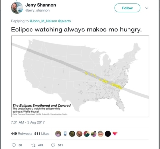 twitter screen shot of the eclipse path across the U.S.