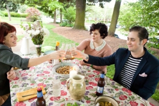 three people at a picnic, photo 