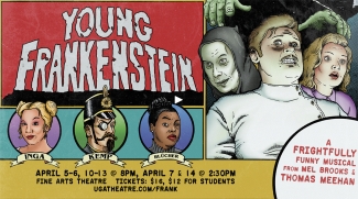 graphic with Young Frankenstein, images and dates