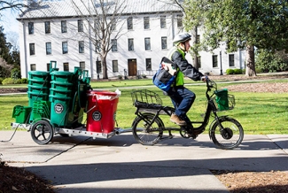 bike with trailer of bins