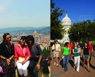 photo collage of Florence and Washington DC with students