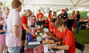 photo of people at registration table
