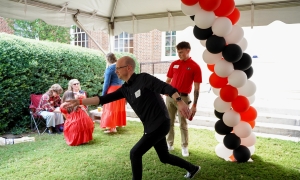photo of two people playing game