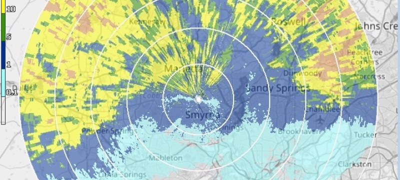 screenshot of radar image over regional map