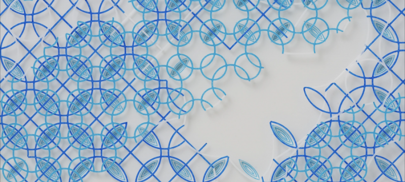 photo of blue geometric pattern drawing