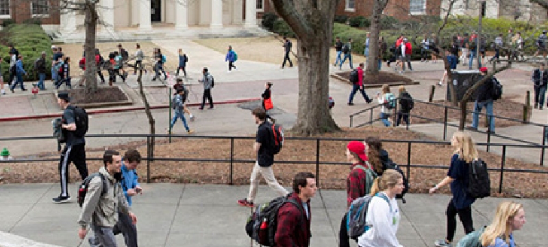 photo of students walking campus