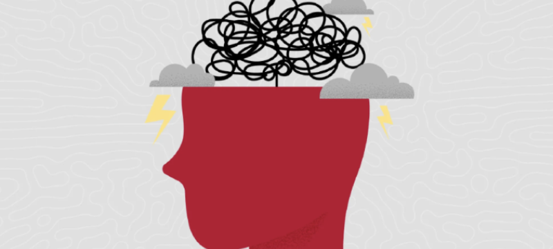 illustration of head with interior matter exposed