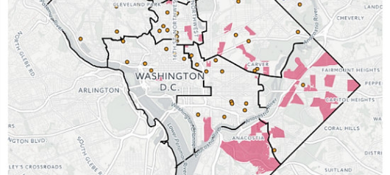 graphic of map showing district and other boundaries, Washington, DC