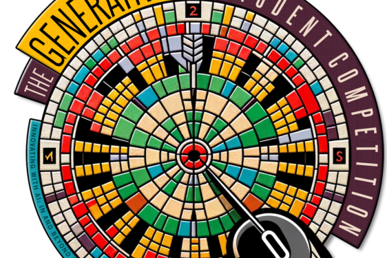 graphic with concentric slots, color and text