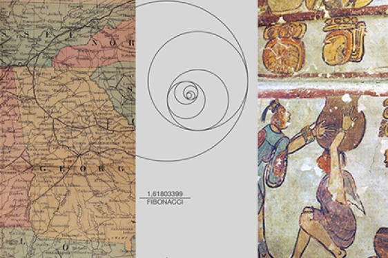 collage with map, graphic and fresco