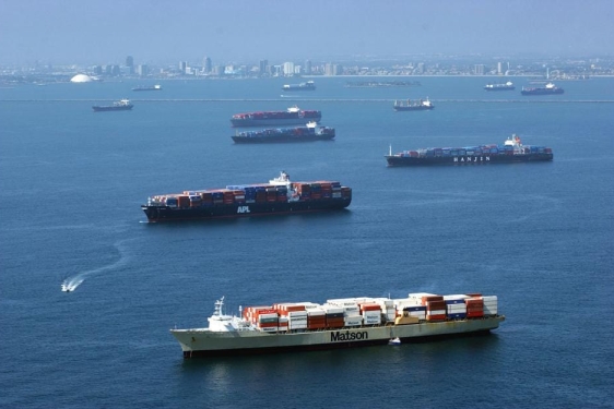 photo of container ships in ocean