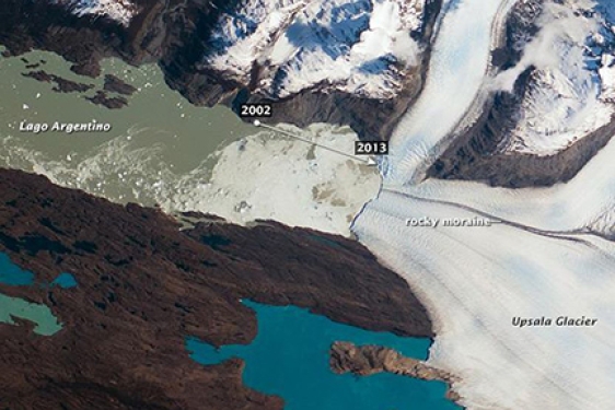 overhead image of glacier in color