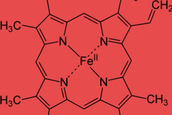 molecule diagram on red