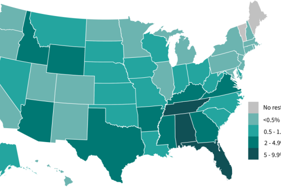 map graphic with multicolored states