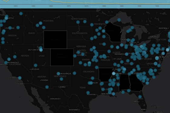 digital mapping of the U.S. with blue dots