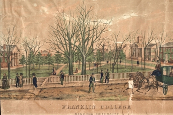 old postcard of campus