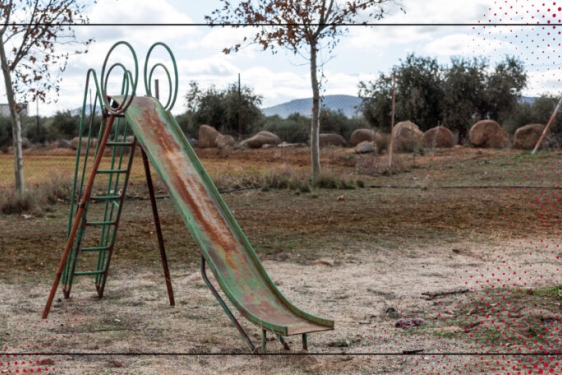 photo of abandoned sliding board, playground