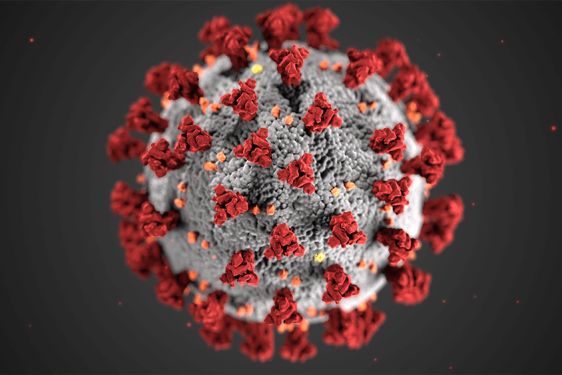 virus illustration of sphere with molecules