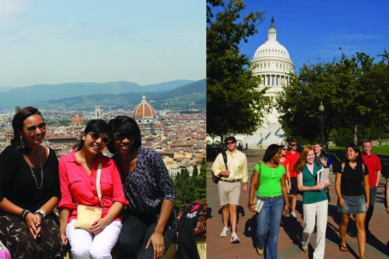 photo collage of Florence and Washington DC with students