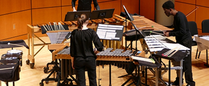 percussion ensemble on stage