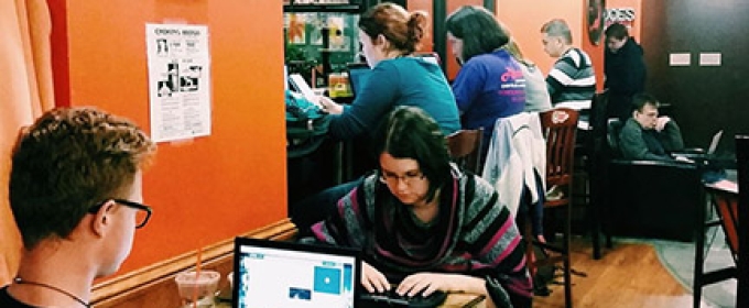 students in a coffee shop