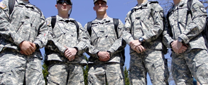 students in army fatigues, photo