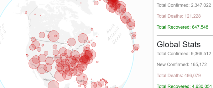 screengrab of app graphic with red bubbles on map