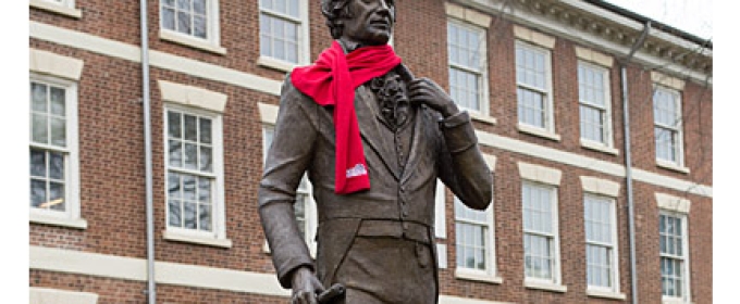 Baldwin statue with scarf