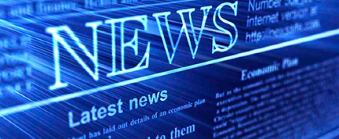 news graphic in blue