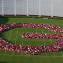 "G" formed by students on Dooley Field